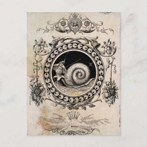 Vintage Snail Fairy Collage Art Postcard