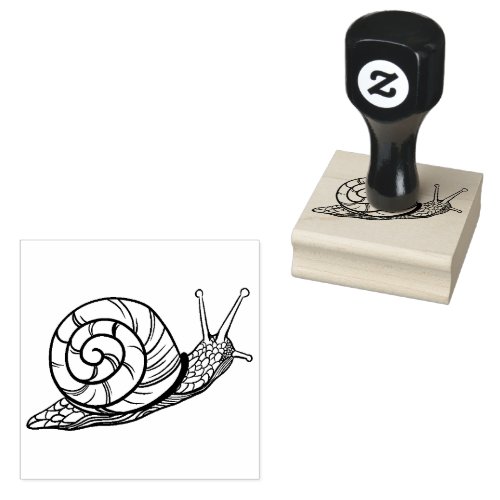 Vintage Snail Illustration Rubber Stamp