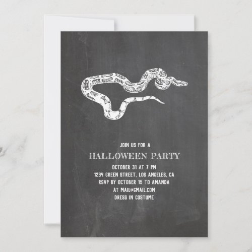 Vintage snake Chalkboard Halloween party Animal Invitation