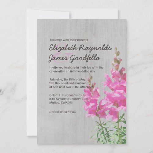 Vintage Snapdragon Wedding Invitations
