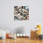Vintage Snapshots Photo Square Wall Clock<br><div class="desc">Customize with your Instagram photos or other small photos and arrange/crop within frames,  or move them wherever you want. Background color is customizable.</div>