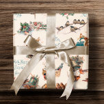Vintage Snow Birds and Christmas Greetings Wrapping Paper<br><div class="desc">Nostalgic seamless repeating holiday pattern adapted from classic Victorian greeting cards featuring a collage of sweet vintage winter snow birds with rustic Christmas greetings on distressed neutral background.</div>