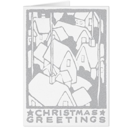 Vintage Snow-Capped Cottages Cards (Front)