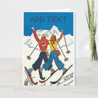 Vintage Snow Couple, add text, Card