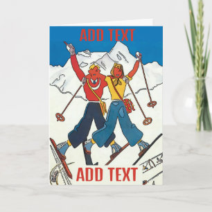 Vintage Snow Couple, add text, Card