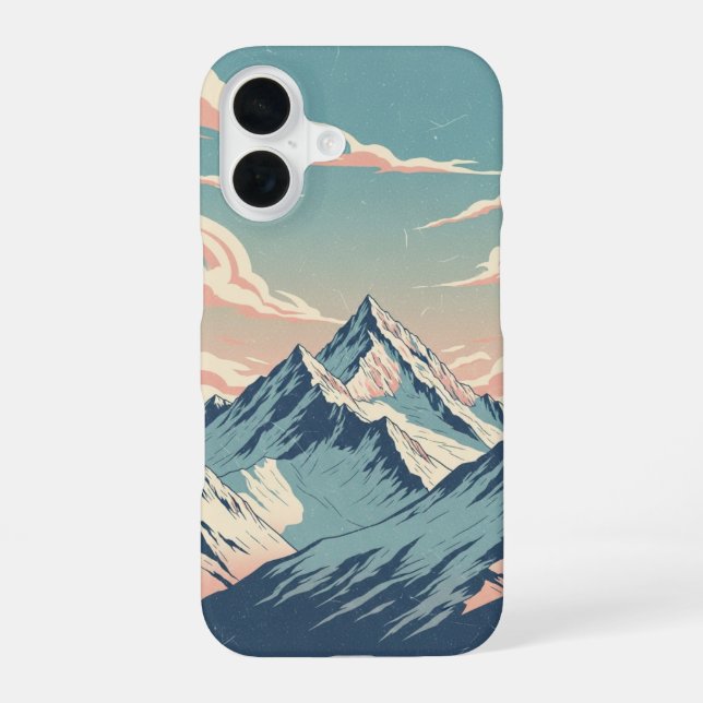 Vintage Snow-Covered Peaks iPhone Case (Back)