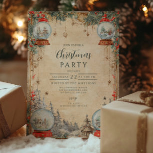 Vintage Snow Globe Christmas Invitation