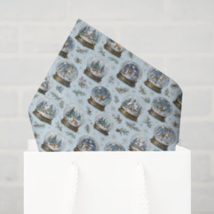 Vintage Snow Globe Winter Wonderland Christmas Tissue Paper