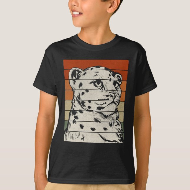Vintage Snow Leopard Cute Animal T-Shirt (Front)