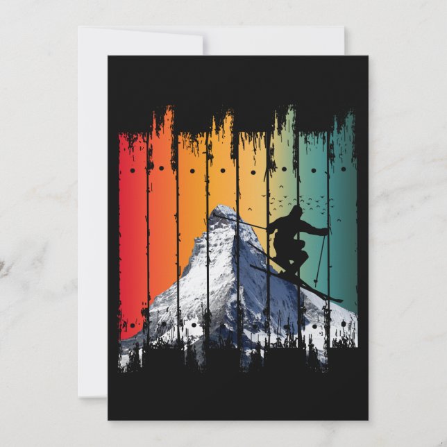 VINTAGE SNOW MOUNTAIN SKIING SKI GIFT INVITATION (Front)