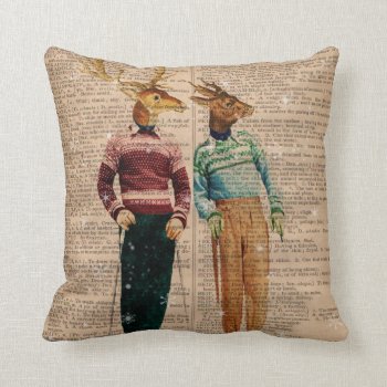 Vintage Snow Ski Deer Dictionary Pagepillow Throw Pillow by gidget26 at Zazzle