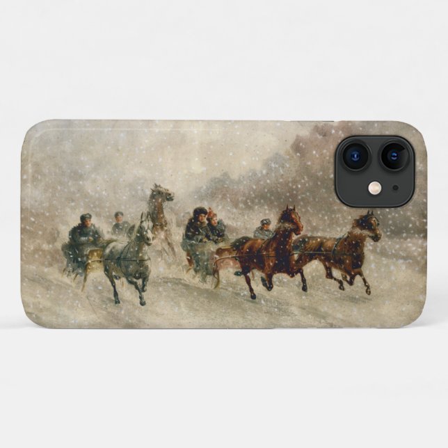 Vintage Snow Sleigh racing Case-Mate iPhone Case (Back (Horizontal))