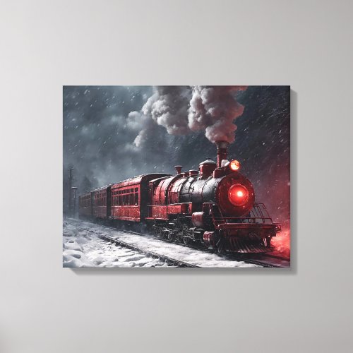 Vintage Snow Train Canvas Print