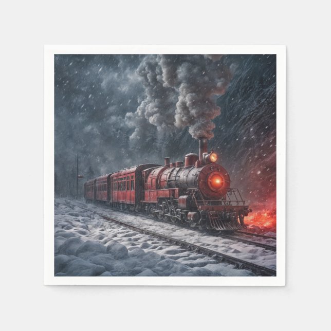 Vintage Snow Train Napkins (Front)