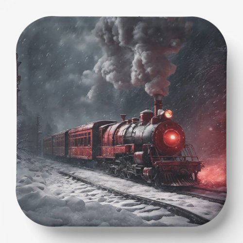 Vintage Snow Train Paper Plates