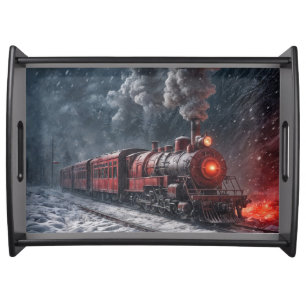 Vintage Snow Train Serving Tray