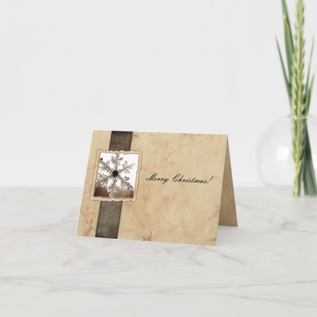 Vintage Snowflake Christmas Holiday Card (Front)