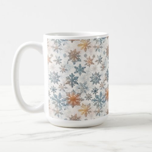 Vintage Snowflake Christmas Watercolor White  Coffee Mug