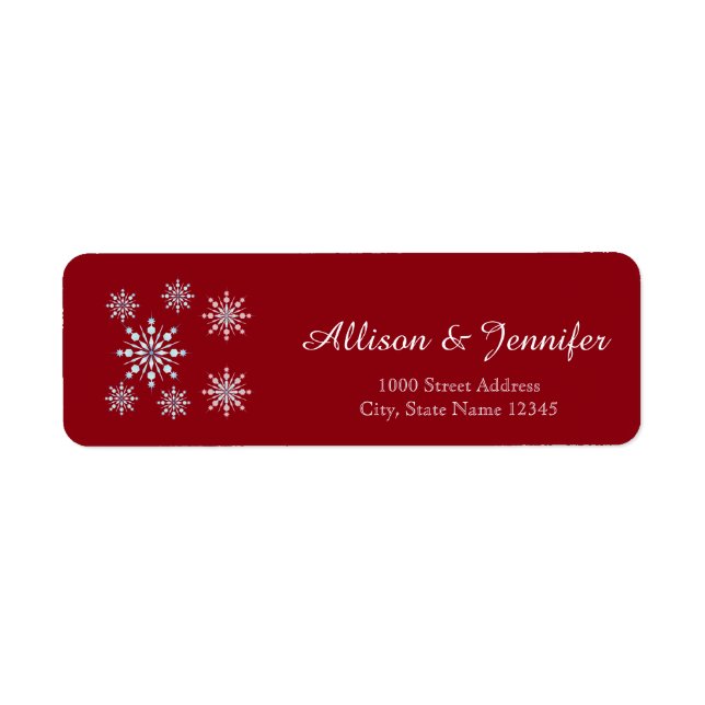 Vintage Snowflake Holiday Red Label Address (Front)