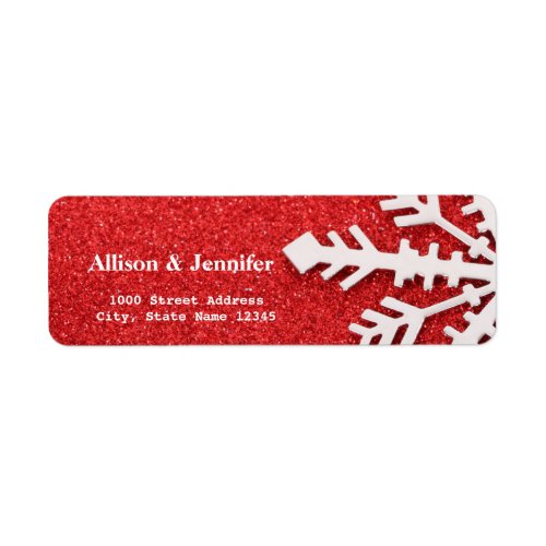 Vintage Snowflake Holiday Red Label Address