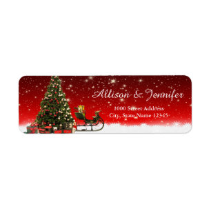 Vintage Snowflake Holiday Red Label Address