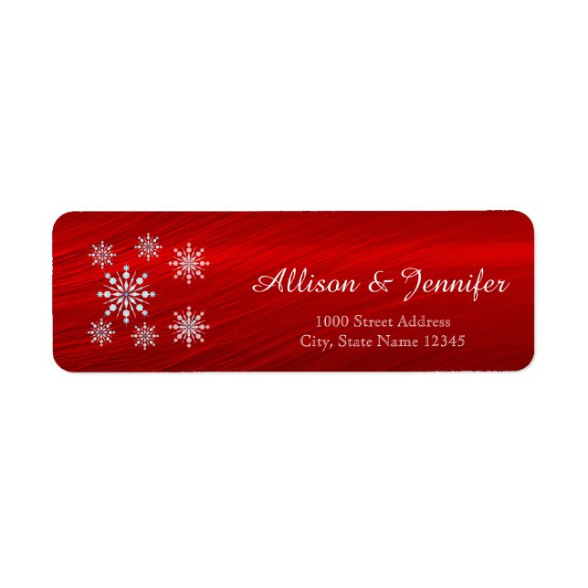 Vintage Snowflake Holiday Red Label Address (Front)