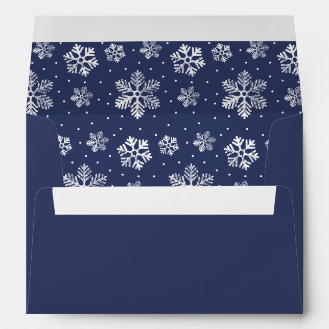 Vintage Snowflake Pattern Navy Envelope (Back (Bottom))
