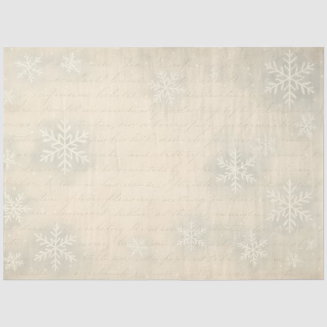 Vintage Snowflake Script Winter Decoupage Paper (Front)