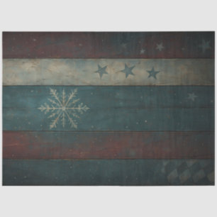 Vintage Snowflake & Star Striped Background Dark Tissue Paper