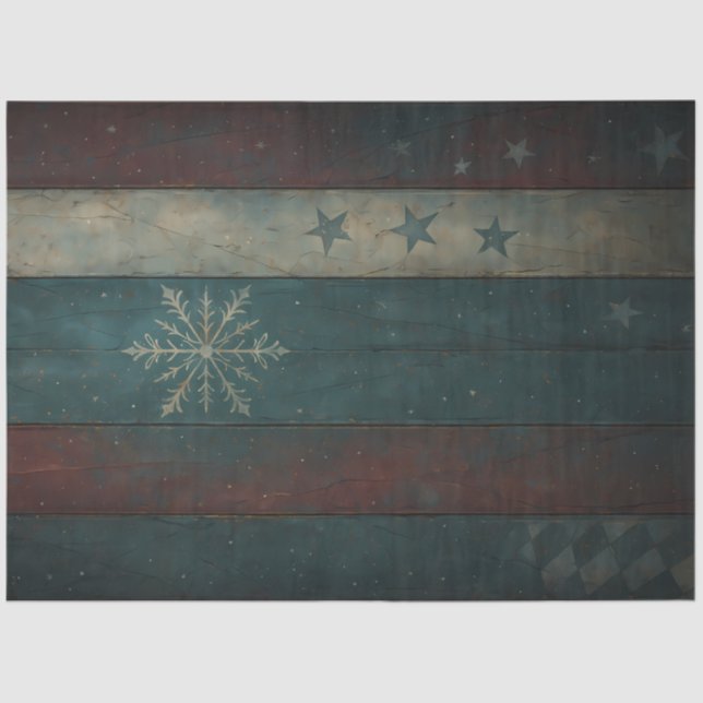 Vintage Snowflake & Star Striped Background | Dark Tissue Paper (Front)