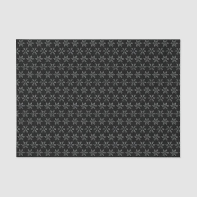 Vintage Snowflake Winter Holiday Christmas Black Tissue Paper (Front)