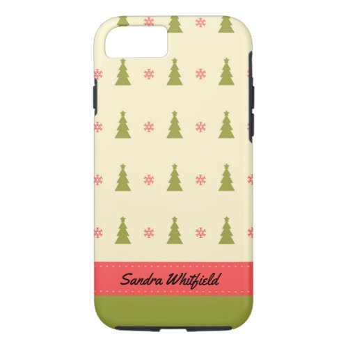 Vintage Snowflakes and Christmas Trees iPhone 87 Case