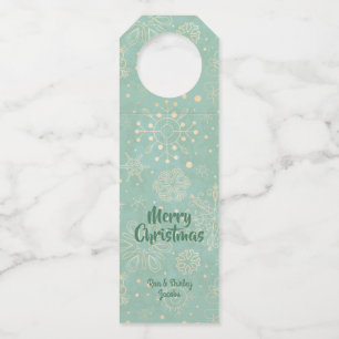 Vintage Snowflakes on Mint Green Christmas Holiday Bottle Hanger Tag