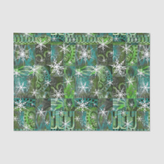 Vintage Snowflakes on Teal Green Architectural Tissue Paper