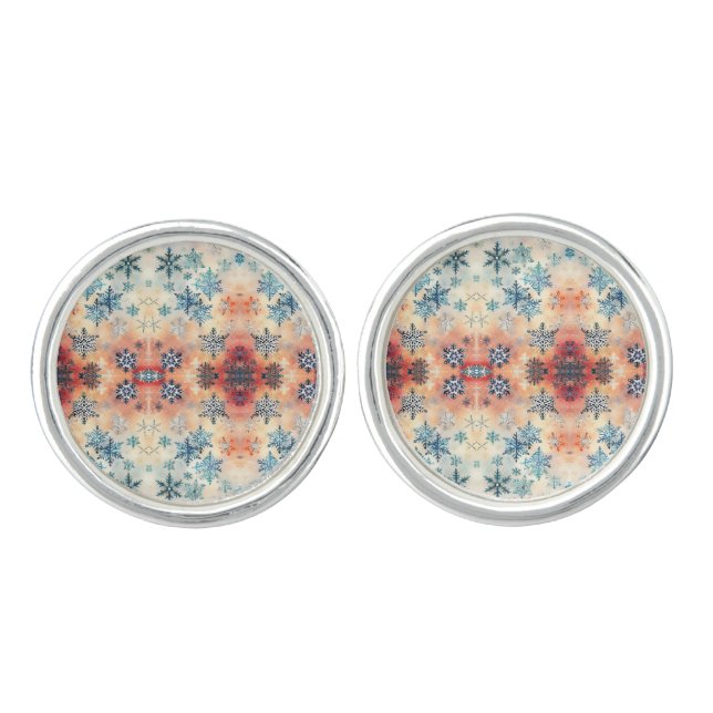 Vintage Snowflakes Pattern - Cufflinks (Front)