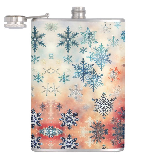 Vintage Snowflakes Pattern - Flask (Opened)