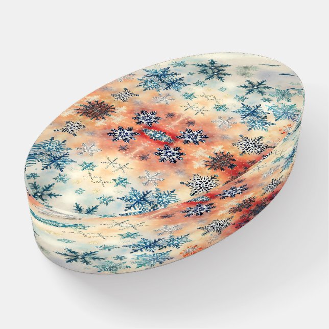 Vintage Snowflakes Pattern - Paperweight (Angled)