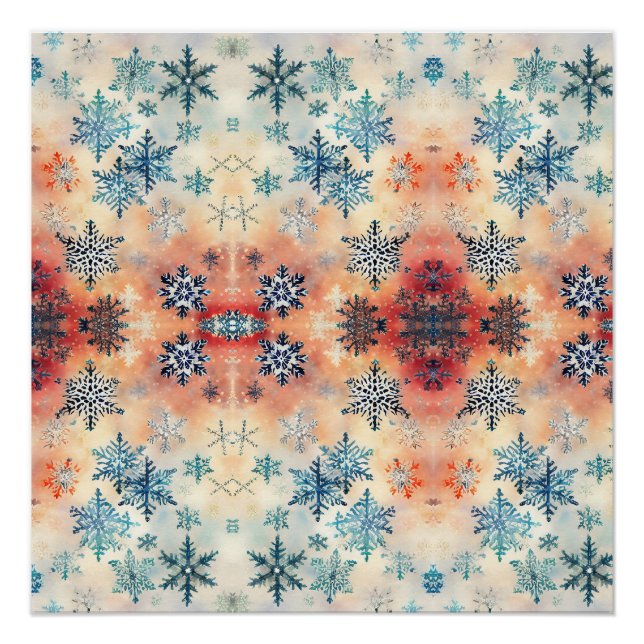 Vintage Snowflakes Pattern - Poster (Front)