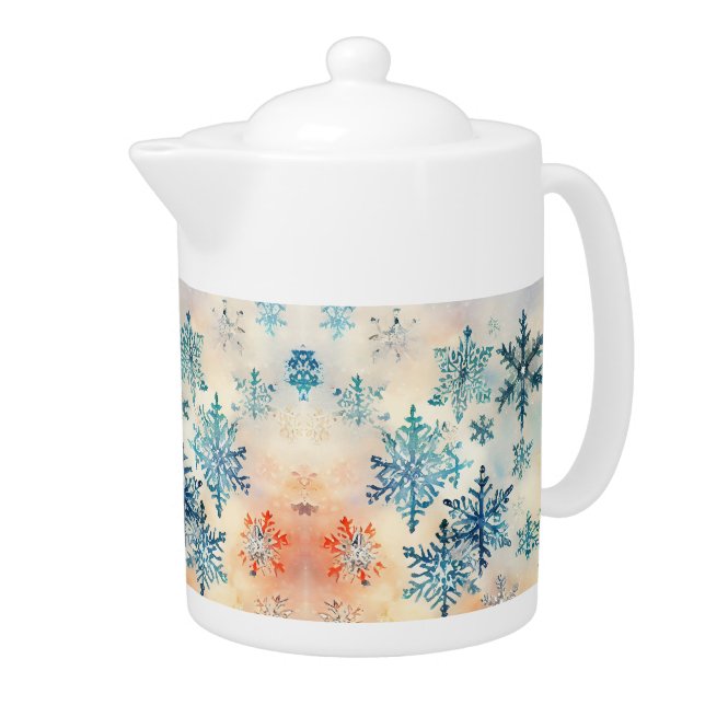 Vintage Snowflakes Pattern - Teapot (Right)