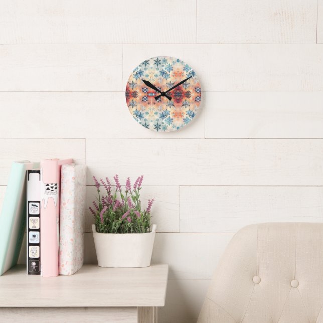 Vintage Snowflakes Pattern - Wall Clock (Reading Room)