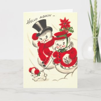 Vintage Snowman And Snowwoman Card by Vintage_Gifts at Zazzle