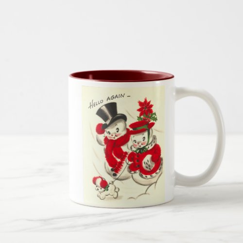 Vintage Snowman and Snowwoman Mug