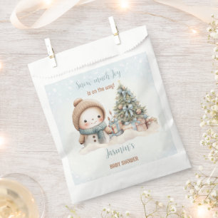 Vintage Snowman Blue Christmas Boy Baby Shower Favor Bag