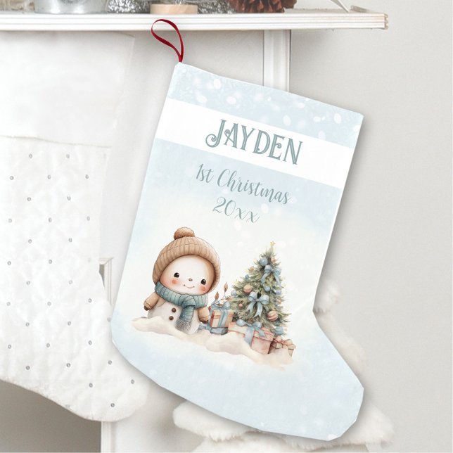 Vintage Snowman Boy Blue 1st Christmas Stocking (Vintage Snowman Boy Blue 1st Christmas Stocking)