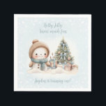 Vintage Snowman Boy Blue Christmas 1st Birthday Napkins<br><div class="desc">Cute Christmas Birthday paper napkins with an adorable snowman and Christmas tree in blue with vintage vibes. Easily personalize the text and you can use it not just for 1st Birthday. :) - Kate Eden Art</div>