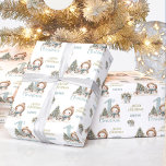 Vintage Snowman Boy First Christmas Blue Name Text Wrapping Paper<br><div class="desc">Cute first Christmas wrapping paper with a cute vintage snowman in blue on the white background for baby boys. Easily personalize the text. Please visit the store for the full line of products that are available - Kate Eden Art</div>