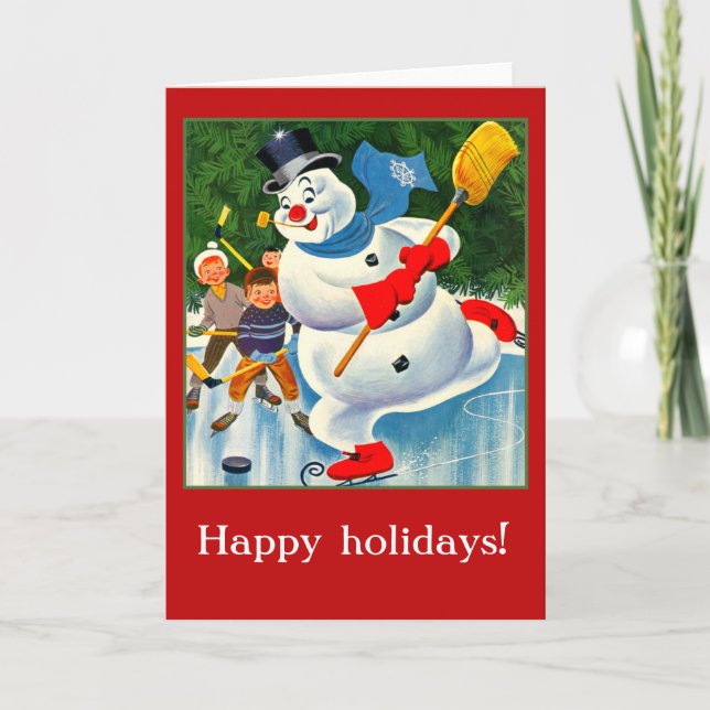Vintage Snowman Card for Holidays (Front)