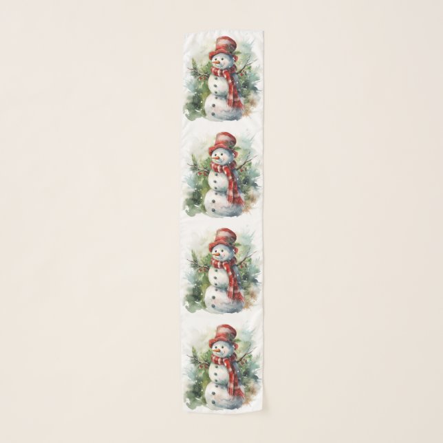 Vintage Snowman Chiffon Scarf (Front)