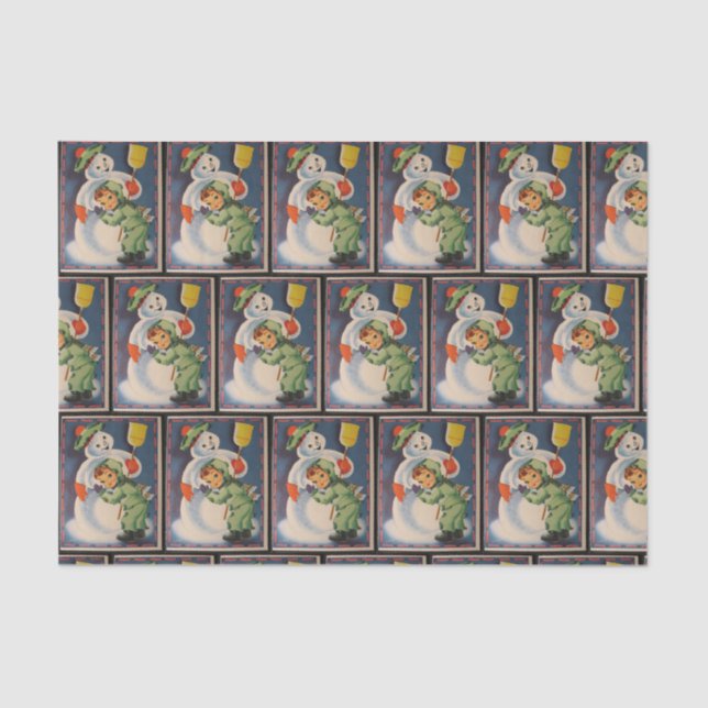 Vintage snowman child party tissue tissue paper (Front)