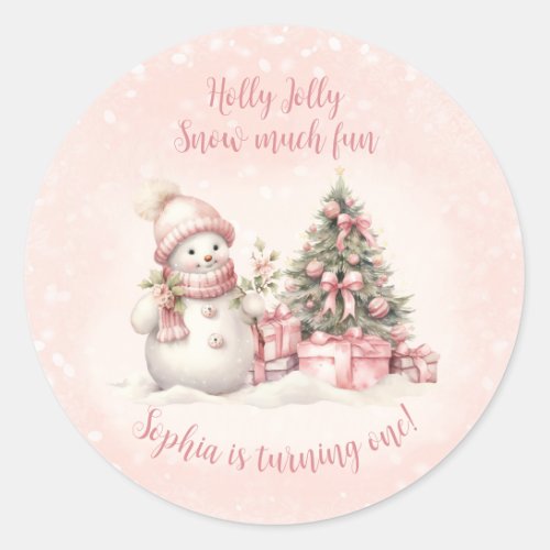 Vintage Snowman Christmas 1st Birthday Stickers